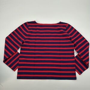 J. Crew Red and Navy Striped Top